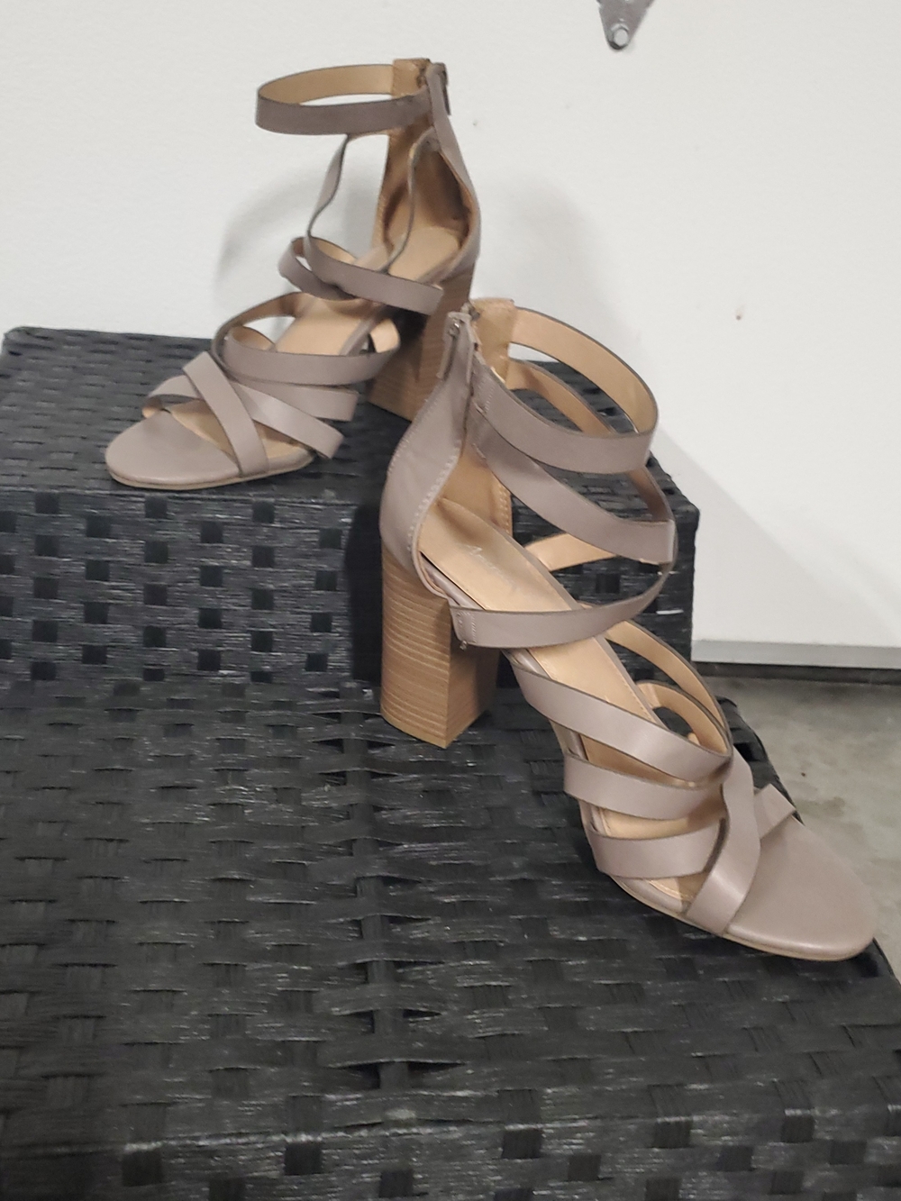 Taupe Strappy Block Heel Sandals - Women